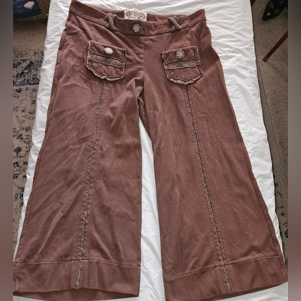 Foreign Policy Vtg Wide Leg Crop Yoga Style Pull On Pants Size L